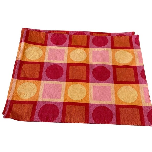 Crate & Barrel Metro Bright 8 Placemats 5 Napkins Red Multi - Picture 4 of 10